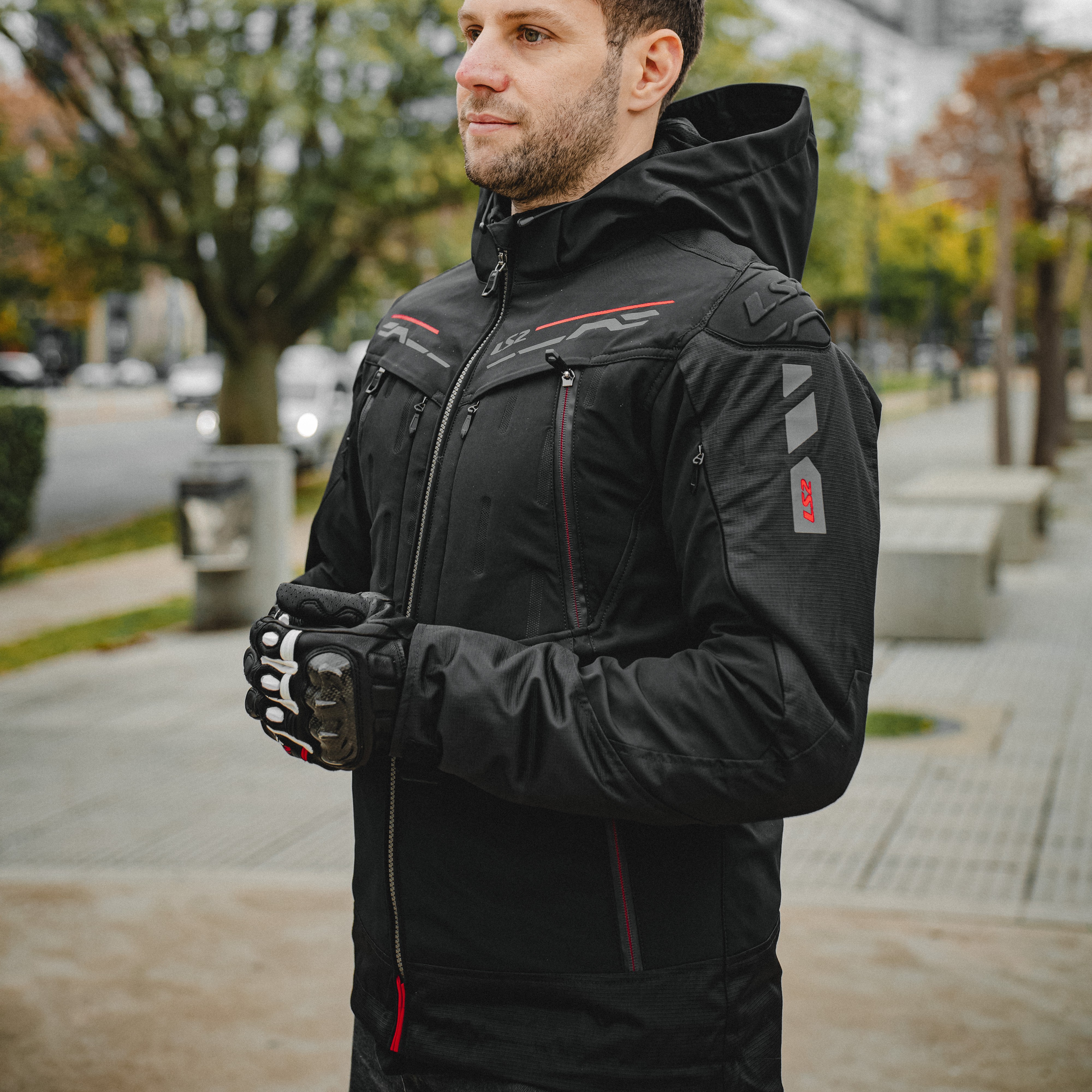 Campera Ls2 Zirconium Hombre Negro / Rojo